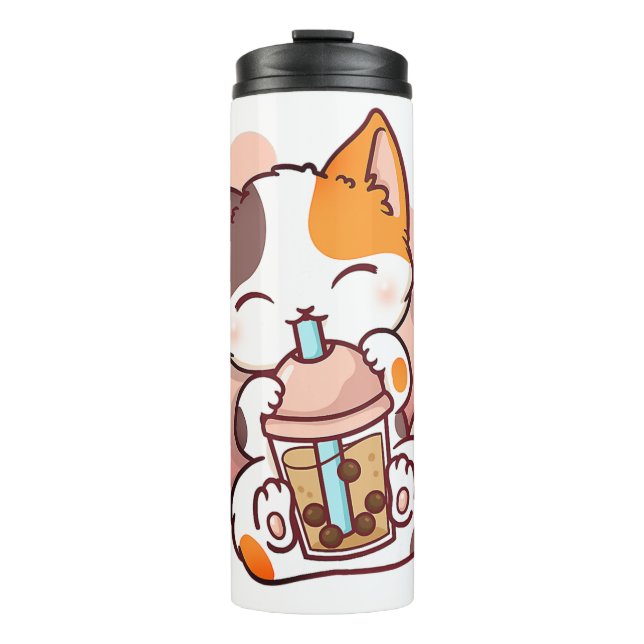 Termo El gato Boba Tea Bubble Tea Anime Kawaii Neko para (Anverso)