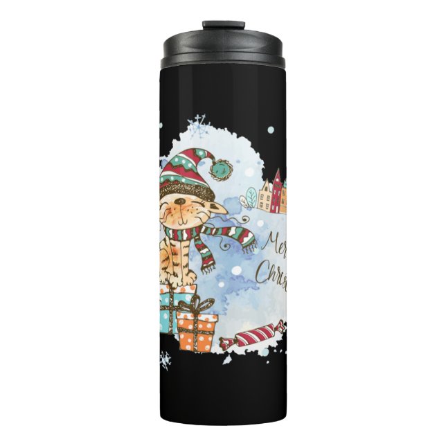 Termo El gato color agua en los Navidades (Anverso)