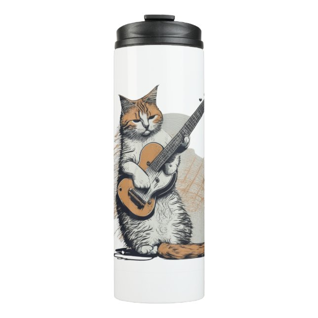 Termo El gato del Naranja de Guay Jamming en la guitarra (Anverso)