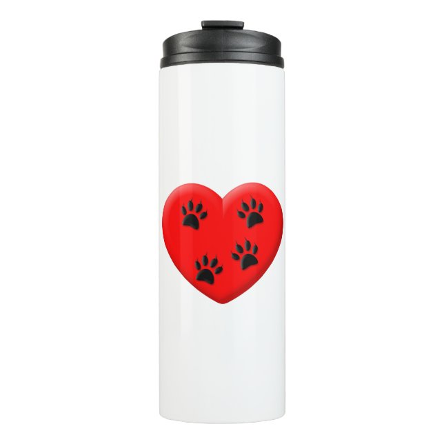 Termo El Gato Enamoraba El Corazón Rojo Y Las Paws (Anverso)