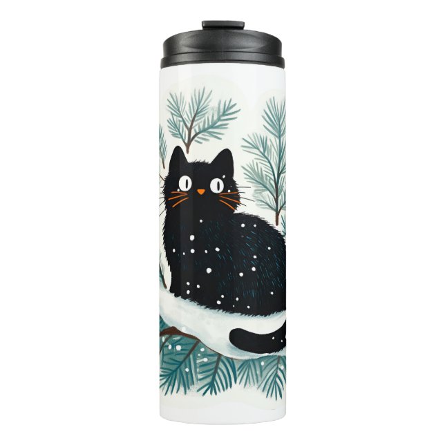 Termo El gato negro en el árbol de Navidad lindo (Anverso)