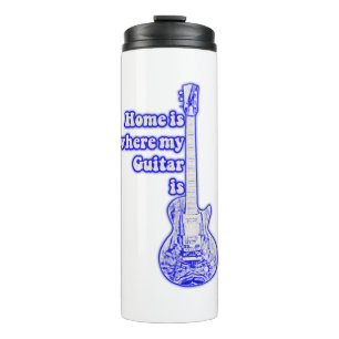 Termo El hogar es donde está mi guitarra. guitarra azul 