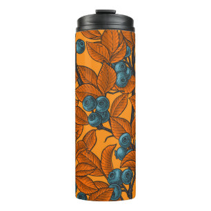 Termo El jardín de arándanos, azul y naranja
