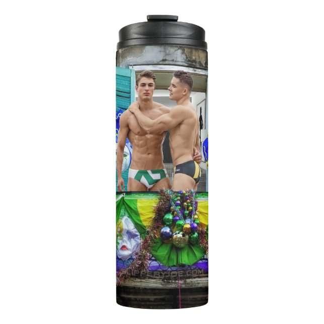 Termo El Mardi Gras de SlipperyJoe enmascara abalorios d (Anverso)