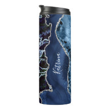 El moderno Agate azul y plateado está mareado