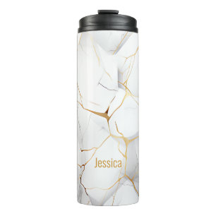 Termo El oro simple moderno y el mármol blanco