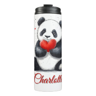 Termo El Panda lindo con el nombre de Personalizable