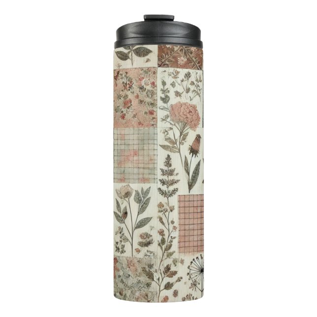 Termo El patchwork rosa verde quilea el retro ruso boho (Anverso)