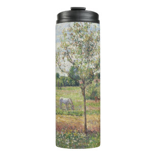 Termo El prado con caballo gris, Eragny, pintura al óleo