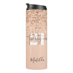 Termo El purpurina Girly resplandece el moderno cumpleañ