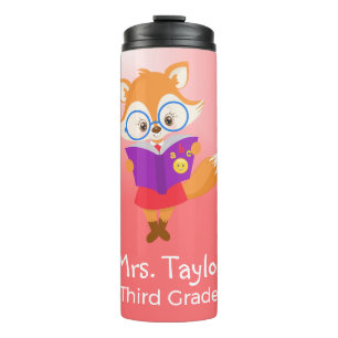 Termo El regalo de un profesor rosado con Fox