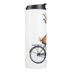 Termo El venado caprichoso montando una bicicleta - dibu