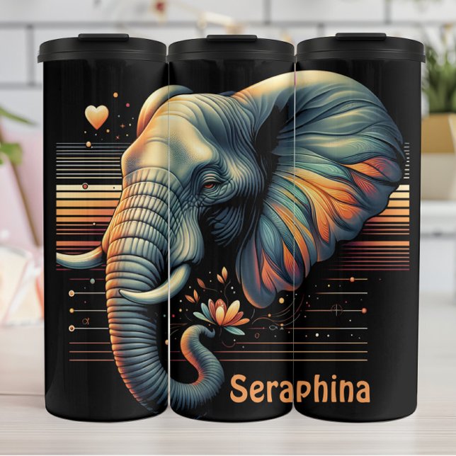 Termo Elefante con acentos florales brillantes (Subido por el creador)