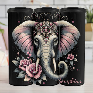 Termo Elefante: Lotus rosa, cabeza floral