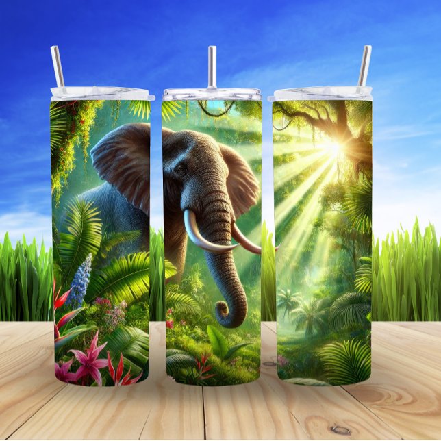 Termo Elefante majestuoso en la jungla solar (Subido por el creador)