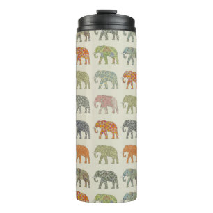 Termo Elefante Patrón de Animal Colorido Contemporáneo