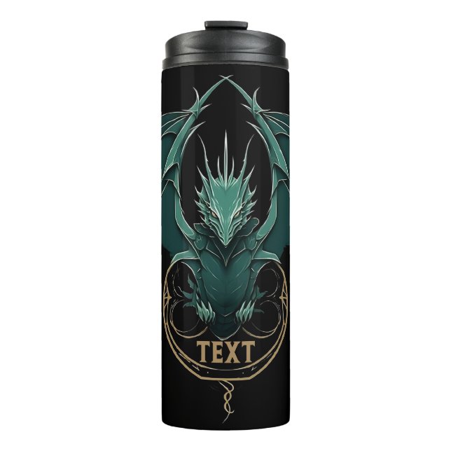 Termo Elegancia del Dragón Verde Vintage (Anverso)