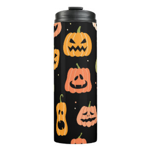 Termo Elegancia fantasmal: Arte de calabaza de Halloween