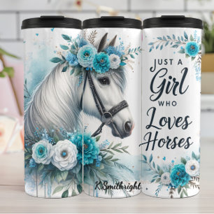 Termo Elegancia floral de niña ama caballos
