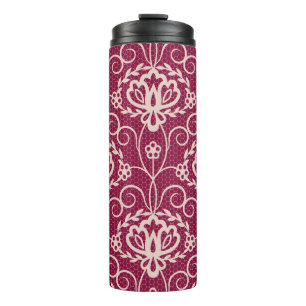 Termo Elegancia floral: Patrón de encaje rojo