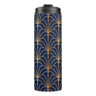 Termo Elegancia oriental: Patrón de fanáticos dorados