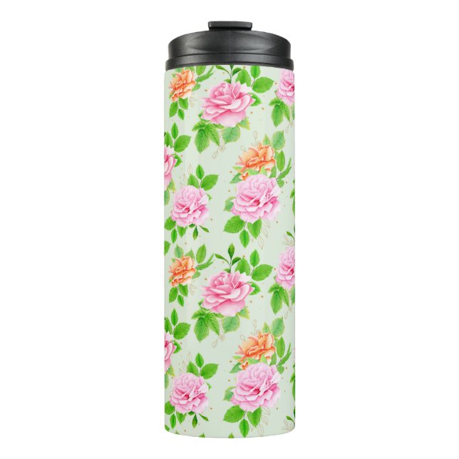 Termo Elegant Floral Roses Green Leaves Pattern-23675 (Anverso)