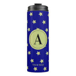 Termo Elegant Gold & Black Star Pattern Monogram