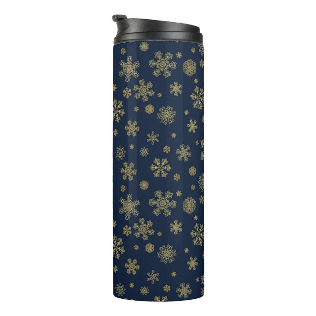 Termo Elegant Gold Snowflake Winter Pattern (Rotado hacia la derecha)