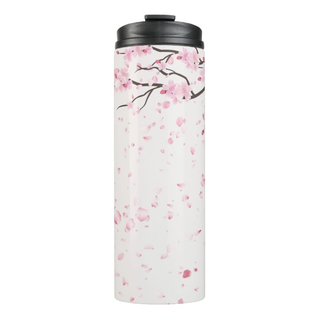 Termo Elegant Pink Cherry Blossom Floral Pattern Thermal (Anverso)