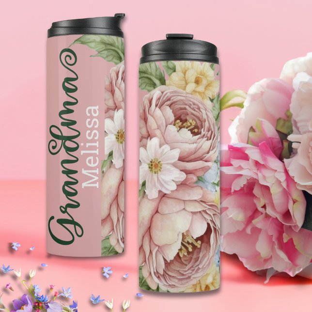 Termo Elegante abuela Rosa Rubor Flora (Subido por el creador)
