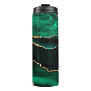 Termo Elegante Agata Falsa Verde y Dorada