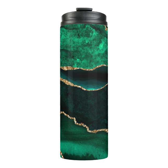 Termo Elegante Agata Falsa Verde y Dorada (Anverso)