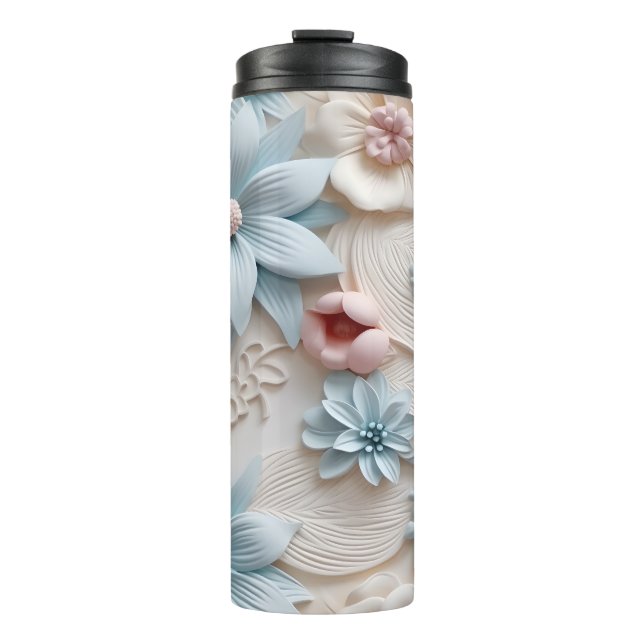 Termo Elegante alivio floral Grabado en relieve 3D (Anverso)
