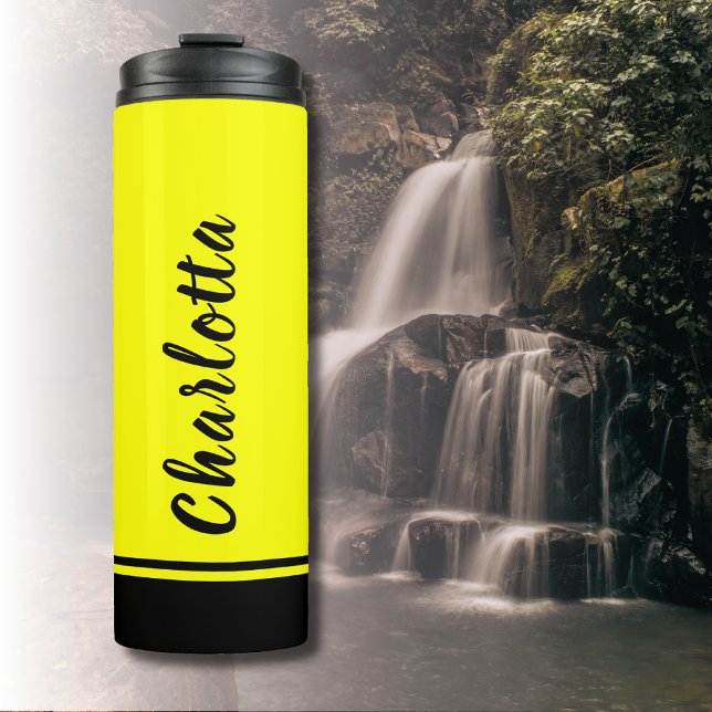 Termo Elegante amarillo negro minimalista personalizado (Subido por el creador)