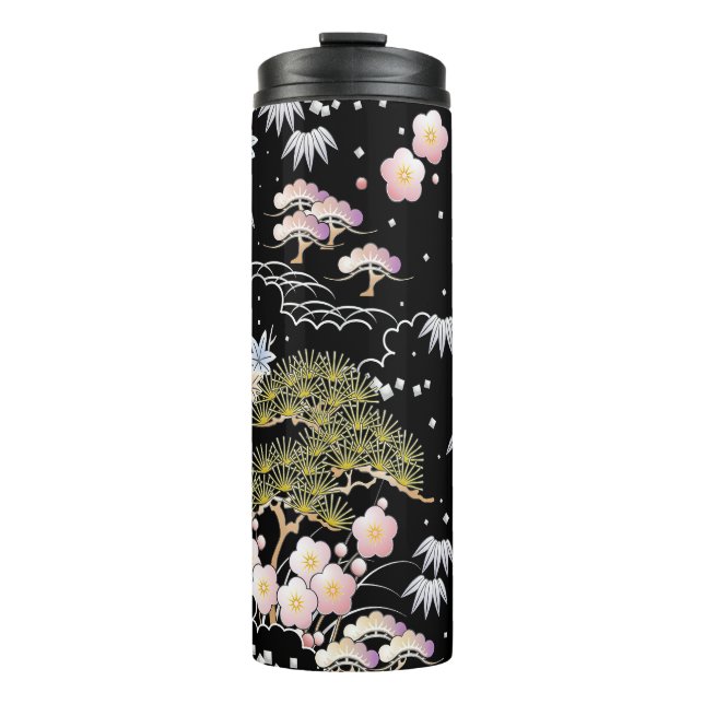 Termo Elegante arte botánico de inspiración japonesa | (Anverso)