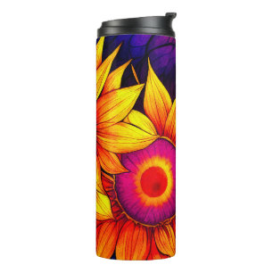 Termo Elegante Arte de Girasoles Coloridos Poder de las 