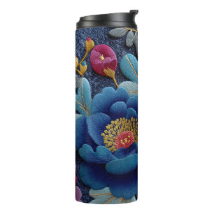 Termo Elegante Aspecto de Peonía Vintage Bordada con Flo
