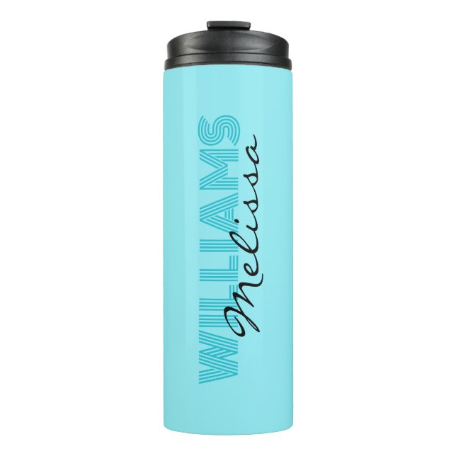 Termo Elegante azul monogramado (Anverso)