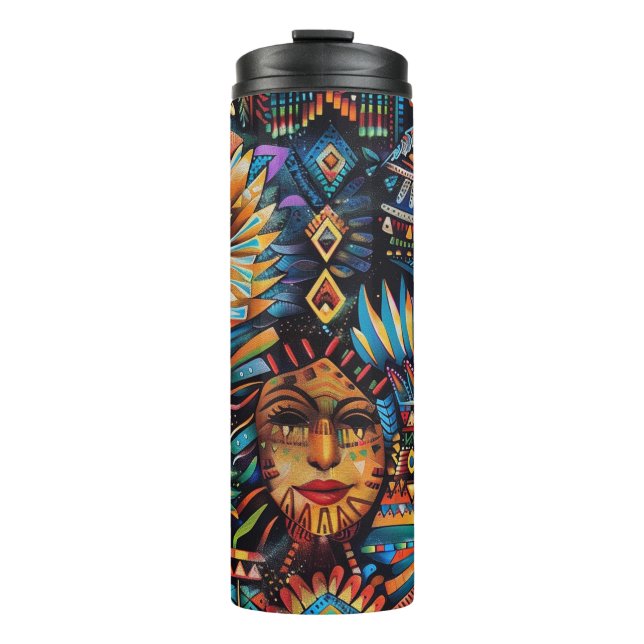 Termo Elegante blanco "Tapiz precolombino" Tum térmico (Anverso)