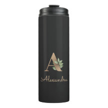 Elegante carta de oro de monograma botánico A