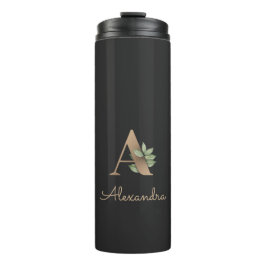 Termo Elegante carta de oro de monograma botánico A