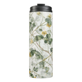 Termo Elegante Clover Verde Botánico Acuarela Térmica