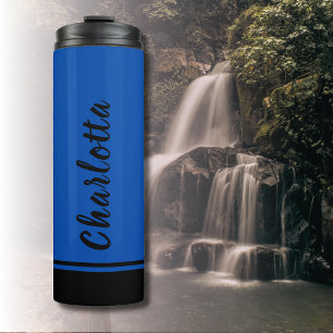 Termo Elegante color azul cobalto minimalista personaliz