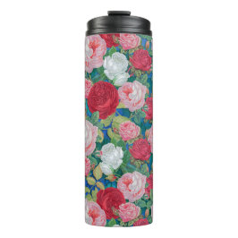 Termo Elegante color de agua victoriano rojo y rosas ros