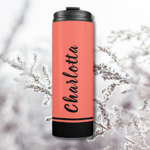 Termo Elegante color rosa coral minimalista personalizad