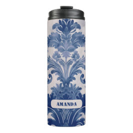 Termo Elegante damasco Blue toile de jouy monograma