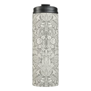 Termo Elegante decoración floral de damasco blanco para