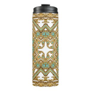 Termo Elegante diseño barroco dorado, ornamental.