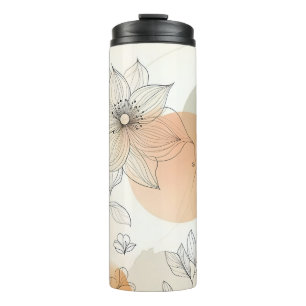 Termo Elegante diseño floral suave y suave pastel Minima
