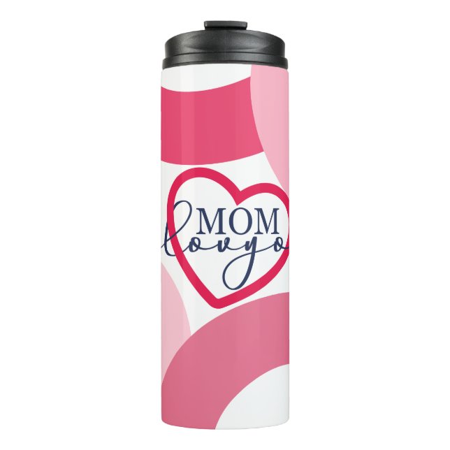 Termo Elegante diseño Texto Mamá te amo con corazón (Anverso)